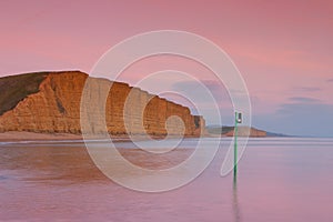 Sunset in West Bay, Dorset, England.