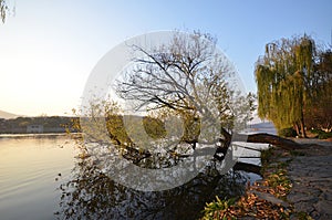 Sunset at the West Lake in Hangzhou,China