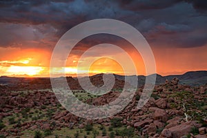 Sunset in the wet season, Damaraland