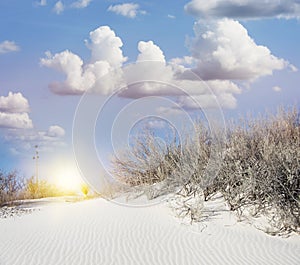 Sunset in the White Sands National Monument in Alamogordo, New Mexico