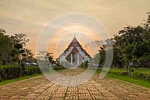 Sunset at Wiharn Phra Mongkol Bophit, Ayutthaya, Thailand