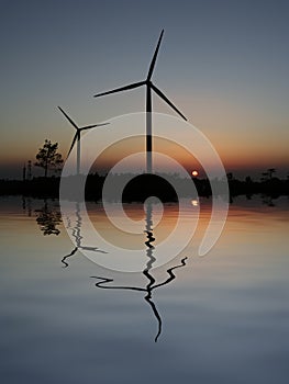 Sunset Wind Turbines