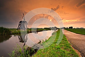 Sunset windmill landscape