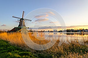 Sunset by a windmill at Zaanse Schans