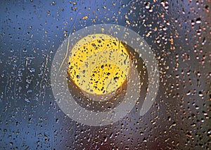 Sunset through window in Rainy days