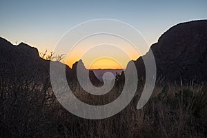 Sunset at the Window View of the Chisos Mouontains in Big Bend National Park