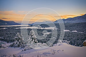 Sunset in Winter, Fairmont Hot Springs, British Columbia, Canada