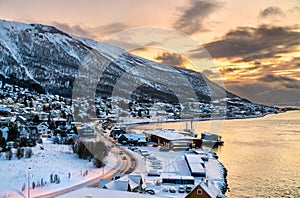 Sunset in winter in Tromso, Norway