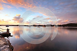 Sunset yachts and reflections Bensville Australia