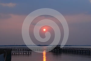 The sunset of Yangcheng lake