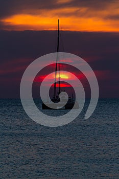 Sunset with yatch