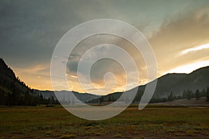 Sunset at Yellowstone National Park in Wyoming