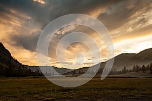 Sunset at Yellowstone National Park in Wyoming