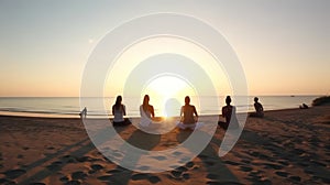 Sunset Yoga on the Beach. Generative AI