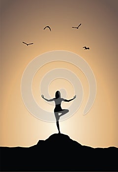 Sunset yoga poster