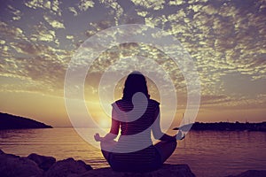 Sunset yoga practice