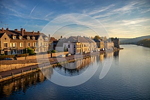 Sunset on Yonne river, Burgundy France