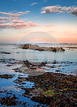 Sunset on the Yorkshire coast in the UK