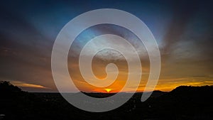 SunsetLightning in the evening time with the mountains.