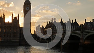 Sunsets behind Parliament and Westminster