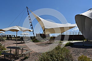 Sunshade in the desert of Arizona, USA. The sunshade is white