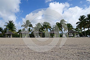 Sunshade Shelters on Sandy Beach