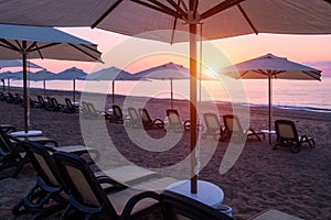 Sunshade umbrella on sea beach