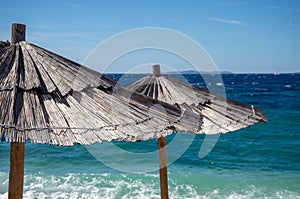 Sunshades on the beach in Croatia