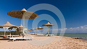 Sunshades on the beach of El Gouna photo