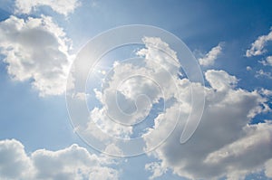 Sunshine on blue sky with white cloud