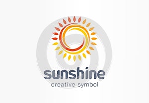 Sunshine creative symbol concept. Sunlight, solarium, sunblock cream, protection screen abstract business logo. Summer