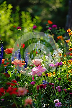 Sunshine Dreams: A Vibrant Garden of Colorful Blooms, Bees, and