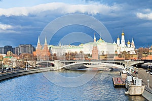 Sunshine illuminates Moscow Kremlin in autumn