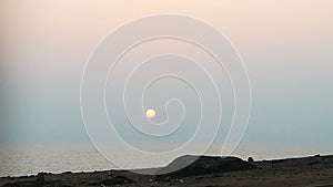 Sunshine at kumta beach with beautiful background karnataka, india. photo