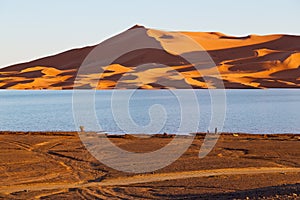 sunshine in the lake desert morocco sand and dune