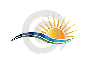 Sunshine Logo in Waves Vector Illustration