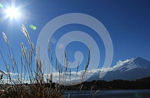 Sunshine over Mount Fuji and Kawaguchi Lake, Japan