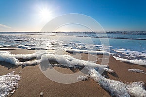 Sunshine over North sea beach