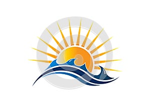 Sunshine Seascape Logo Vector Illustration