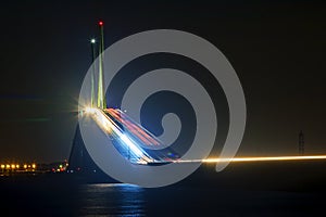 Sunshine Skyway Bridge Incline At Night photo