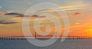 Sunshine Skyway Bridge Silhouette on Tampa Bay, Florida