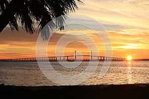 Sunshine Skyway Bridge in Florida at Sunrise photo