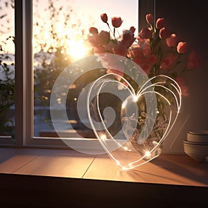 sunshine view of glowing flower heart portrait