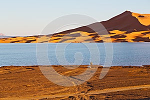 sunshine in the yellow desert sand and dune