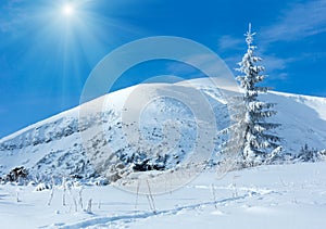 Sunshiny winter mountain landscape