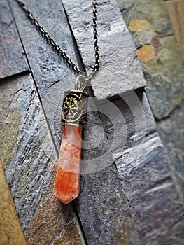 Sunstone crystal pendant tile skate jewellery