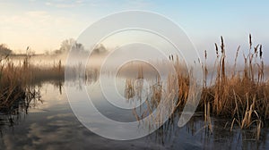 sunsunrise reflection plant fog landscape photo