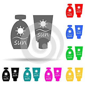 suntan cream multi color style icon. Simple glyph, flat vector of summer pleasure icons for ui and ux, website or mobile