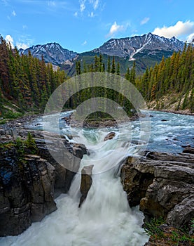 The Sunwapta Falls at the Icefields Parkway, Jasper National Park, Alberta, Canada