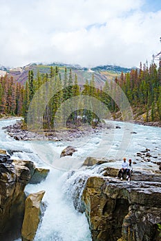 Sunwapta Falls Jasper National Park, Canada. Canadian Rockies during Autumn fall season